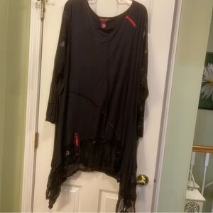 Elegant Black Asymmetrical Women's Tunic. (76)